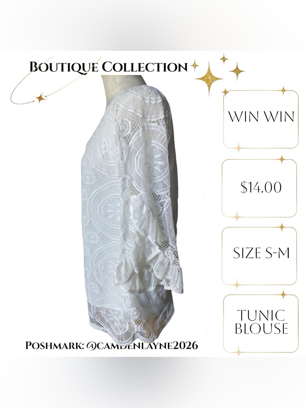 WinWin White Off-Shoulder Eyelet Tunic - Picture 5 of 9